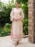 Cream and Pink-Chandan Nagri Lawn Cotton Embroidered Stitched 3-Piece Suit-Eclipse Veil