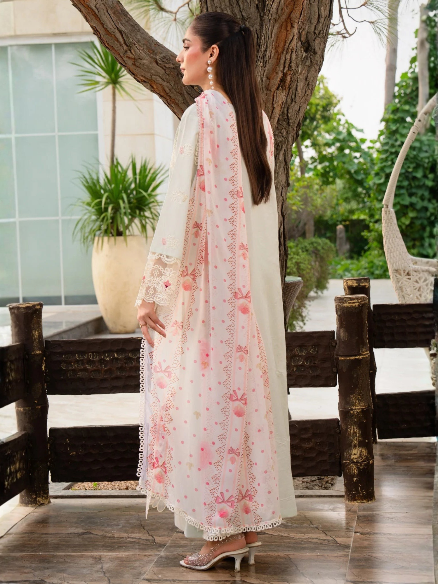 Mint green-Chandan Nagri Lawn Cotton Embroidered Stitched 3-Piece Suit-Whimsay pine