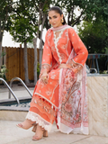 Peach-Chandan Nagri Lawn Cotton Embroidered Stitched 3-Piece Suit-Elina Aura