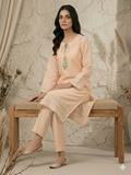 Peach-Bin Shaukat Lawn Brosha Plain Stitched 2-Piece Suit