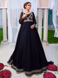 Black-Hani & Umaima Chiffon Embroidered Pishwas-Kajal