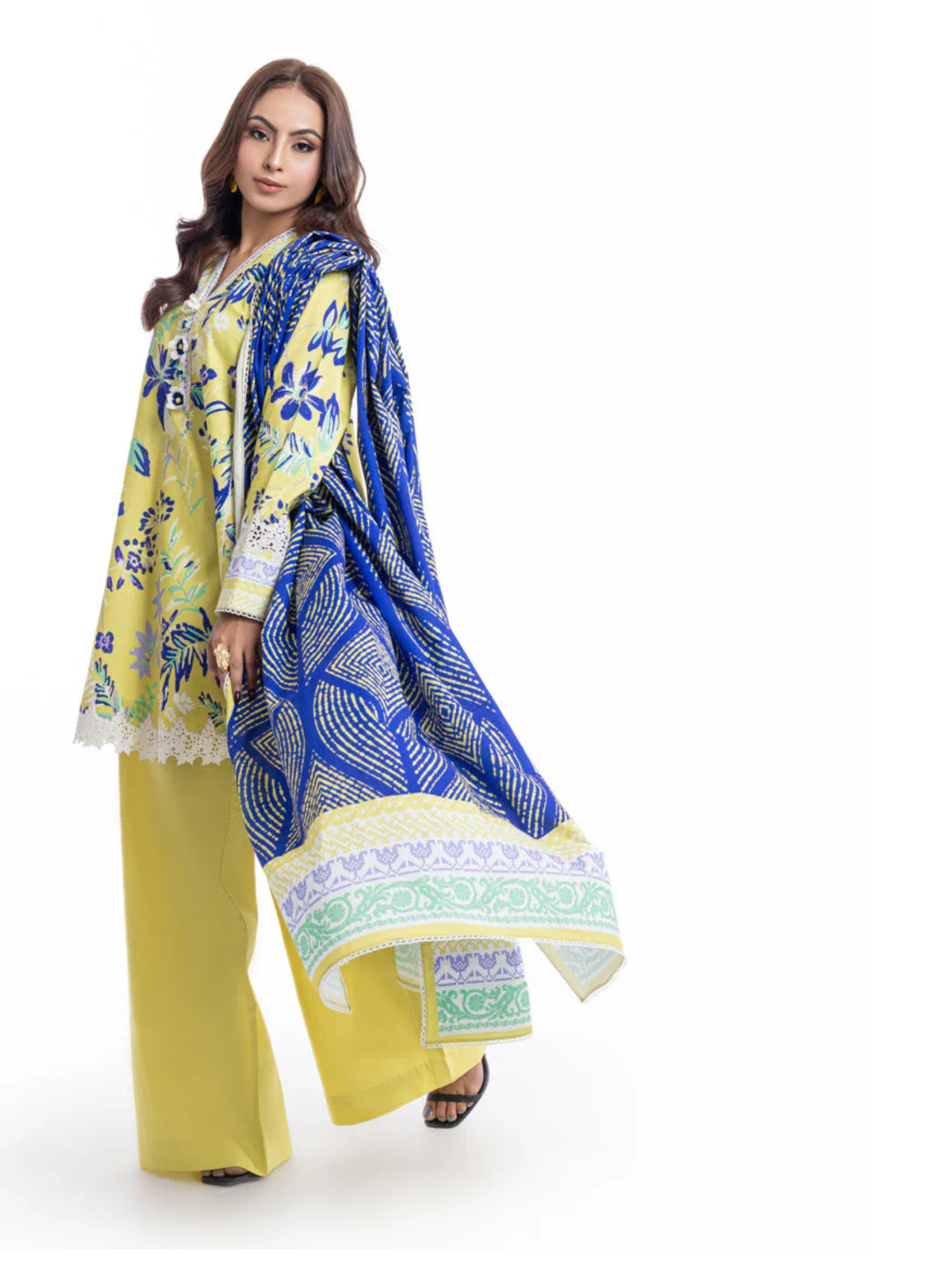Yellow and Blue-Bonanza Satrangi Lawn Printed Unstitched 3-Piece Suit-WUSDPBS26LI1F7