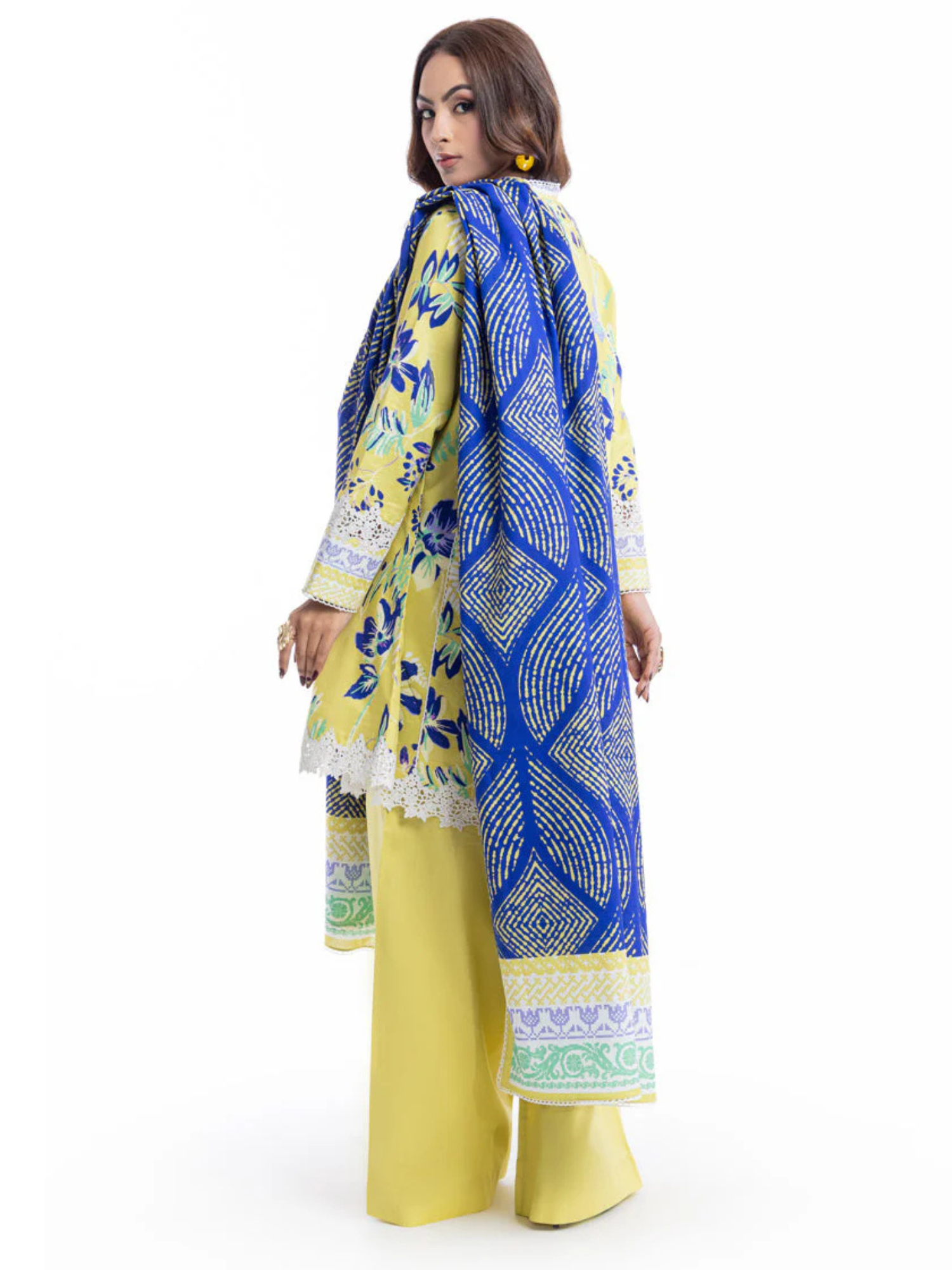 Yellow and Blue-Bonanza Satrangi Lawn Printed Unstitched 3-Piece Suit-WUSDPBS26LI1F7