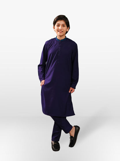 Velvour Boys Cotton Embroidered Stitched Kurta Trouser Suit-VB172-E