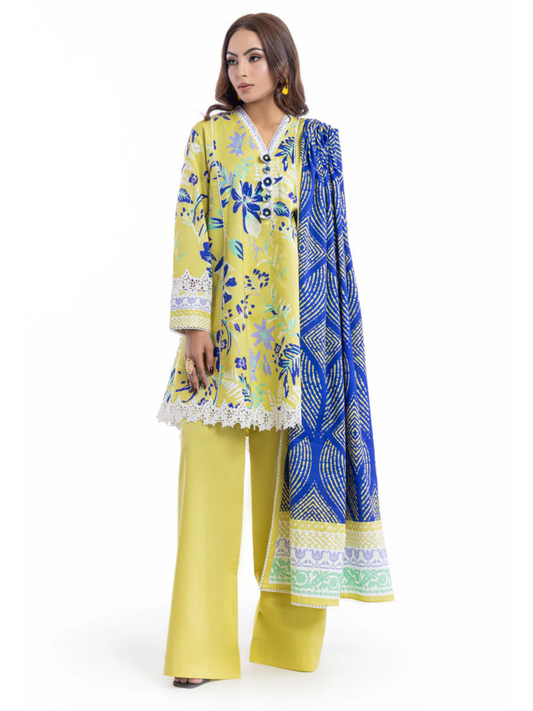 Yellow and Blue-Bonanza Satrangi Lawn Printed Unstitched 3-Piece Suit-WUSDPBS26LI1F7