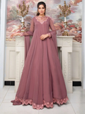 Rose Gold-Hani & Umaima Chiffon Embroidered Maxi-Kanwal