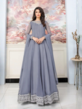 Grey-Hani & Umaima Chiffon Embroidered Maxi-Surmai