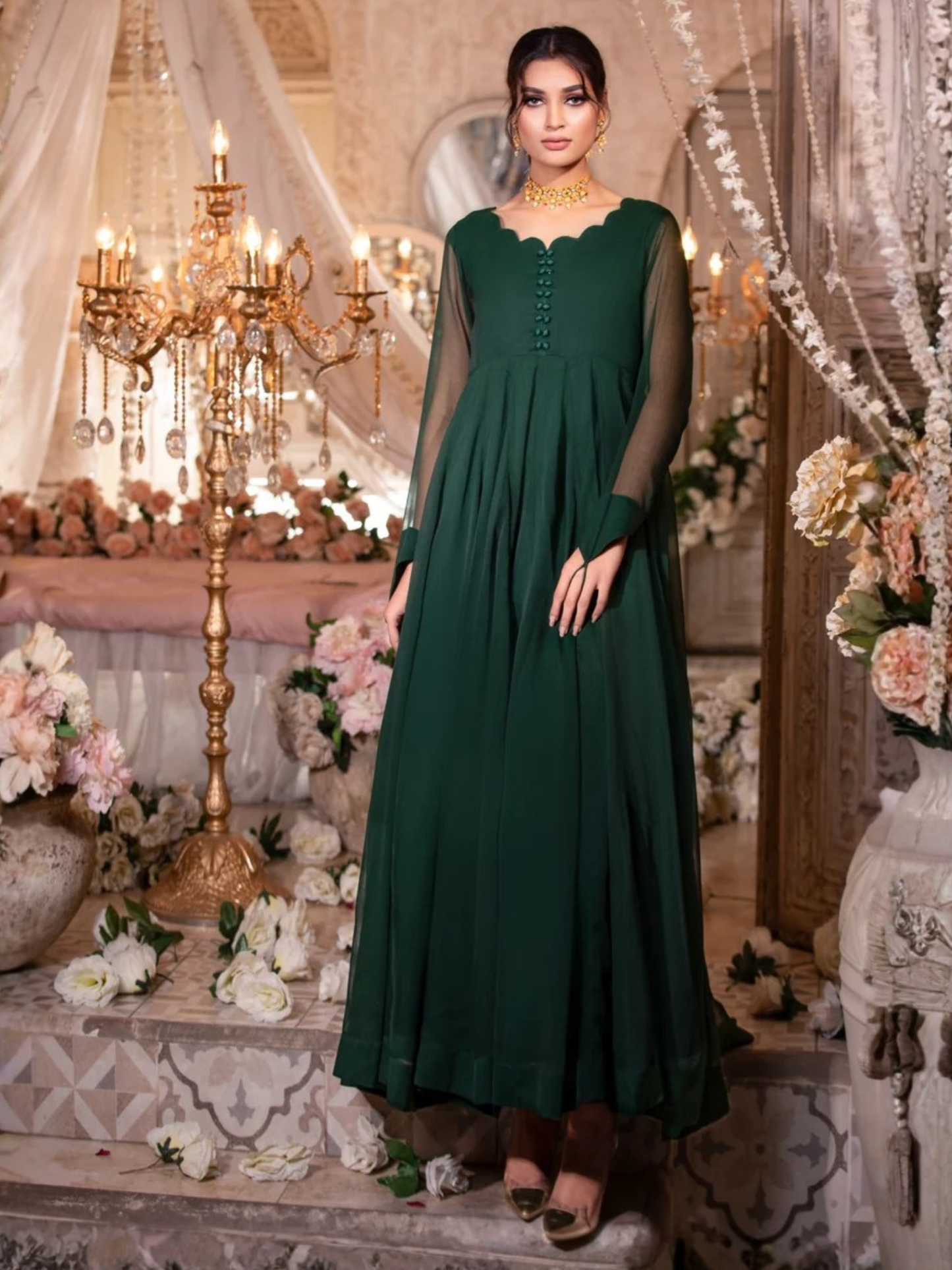Green-Hani & Umaima Chiffon Maxi-Khushboo