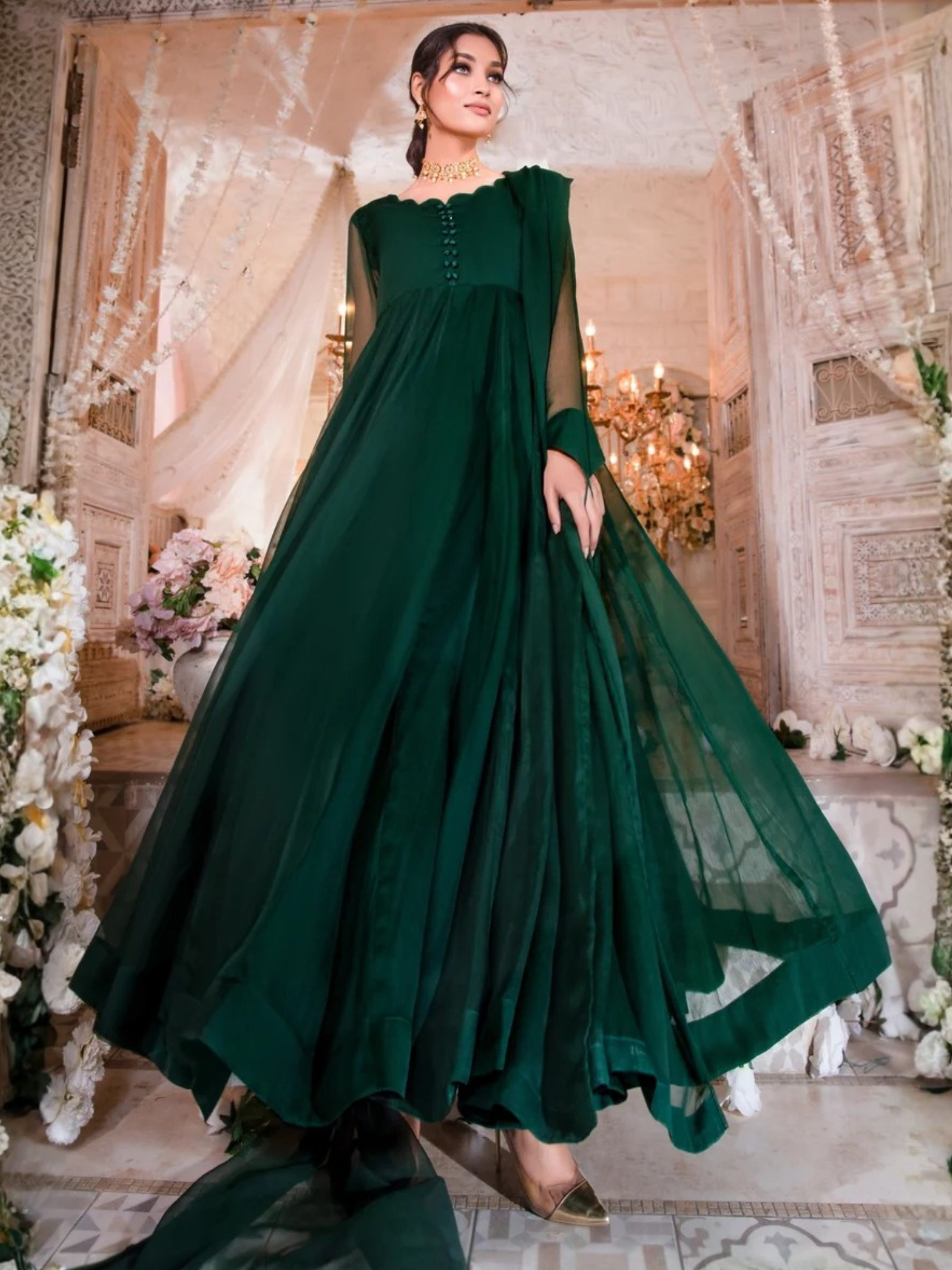 Green-Hani & Umaima Chiffon Maxi-Khushboo