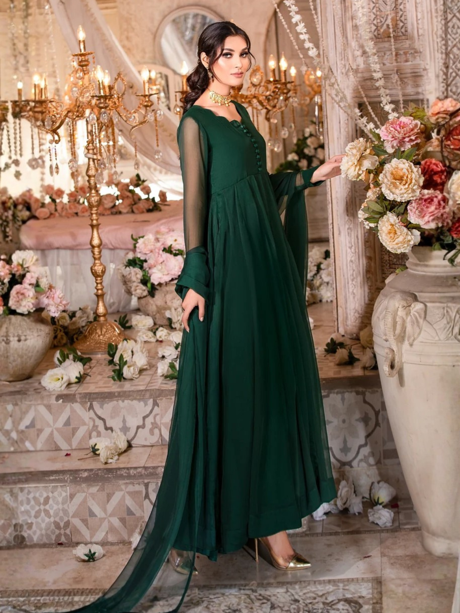 Green-Hani & Umaima Chiffon Maxi-Khushboo