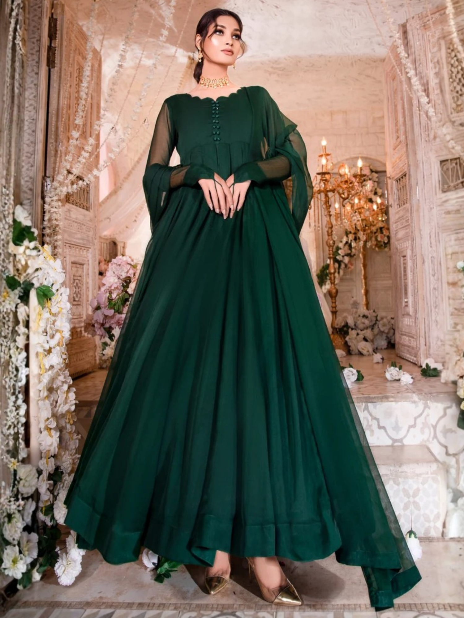 Green-Hani & Umaima Chiffon Maxi-Khushboo