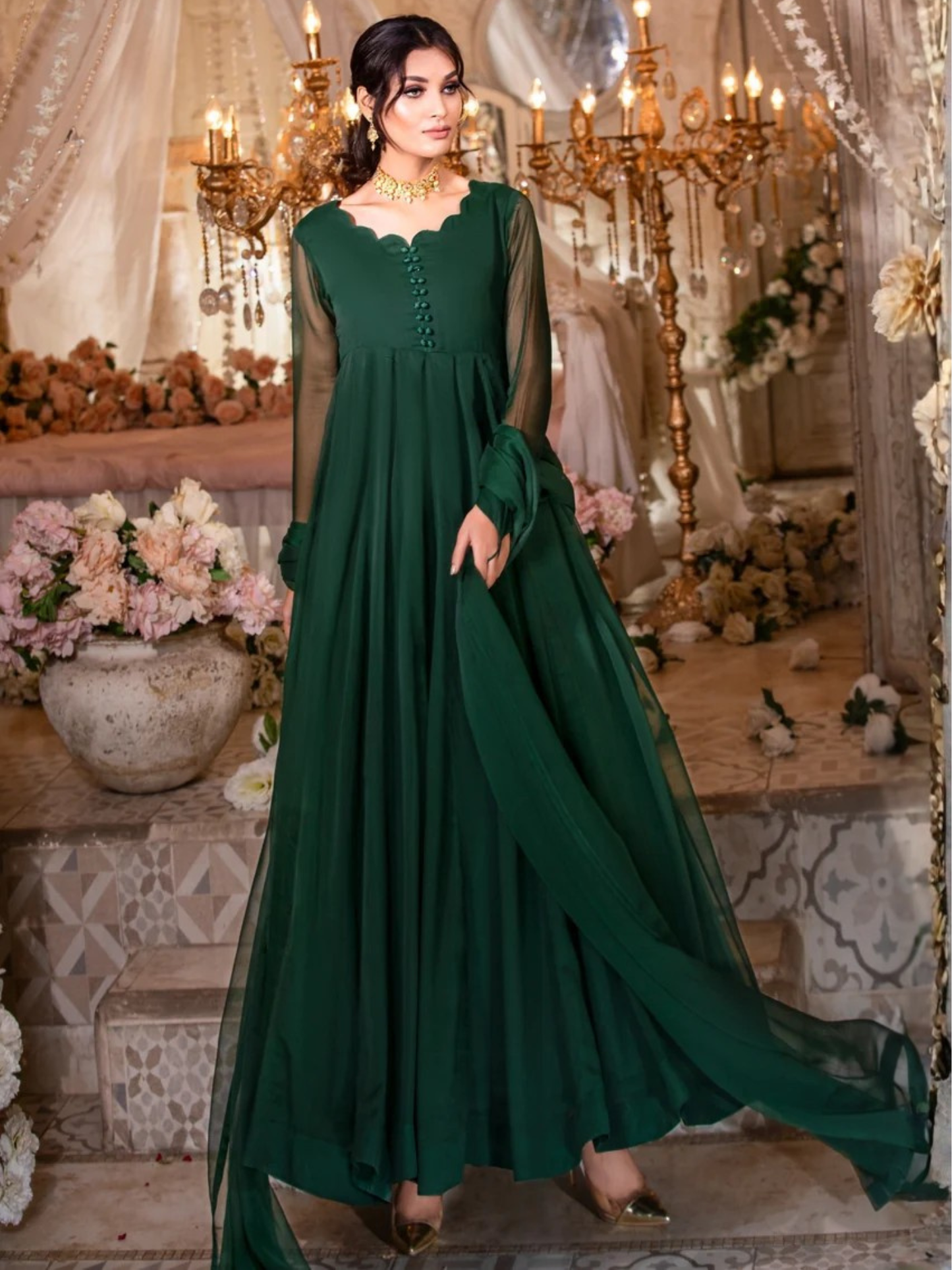Green-Hani & Umaima Chiffon Maxi-Khushboo