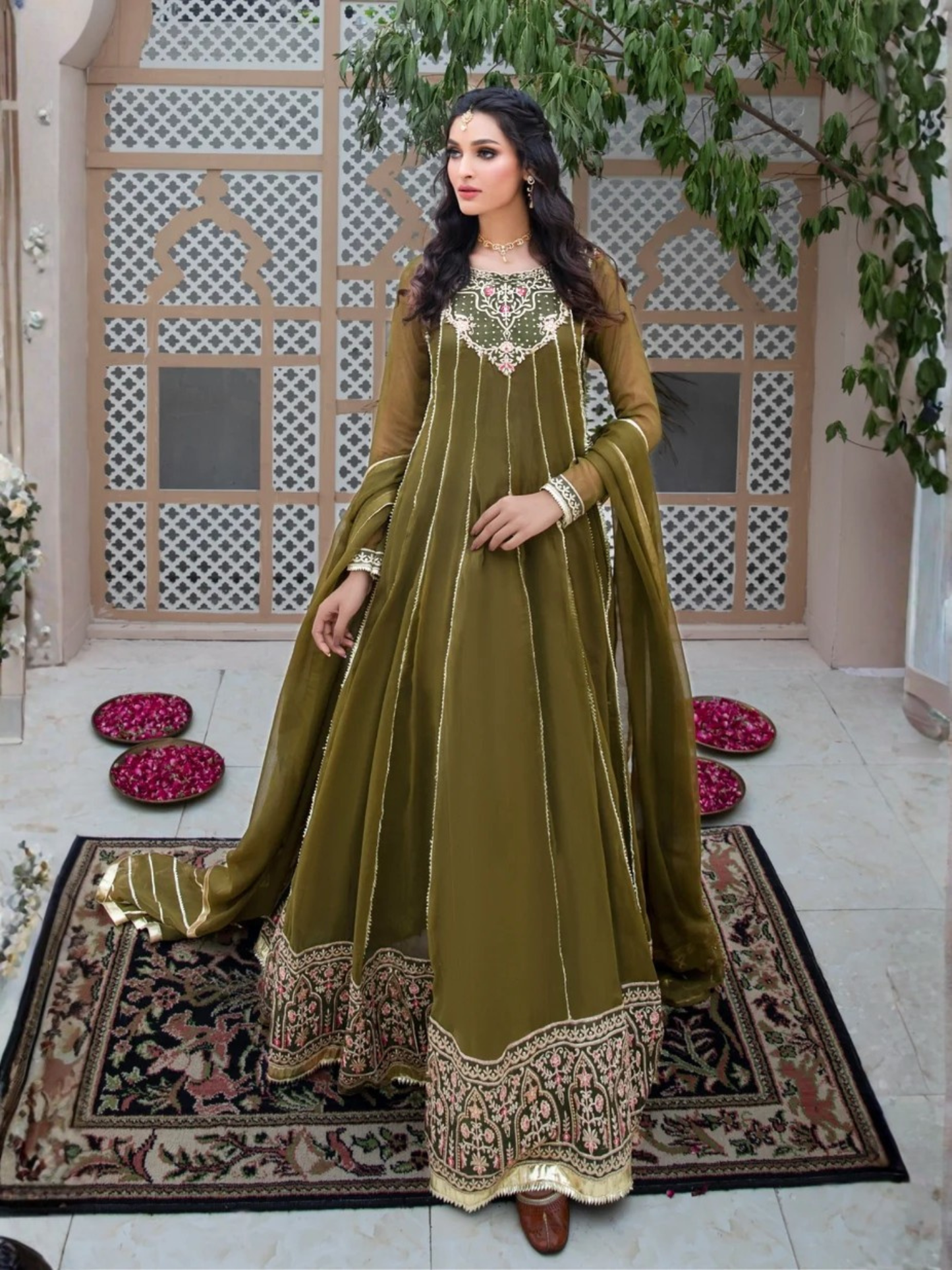 Green-Hani & Umaima Chiffon Pishwas-Dhaani