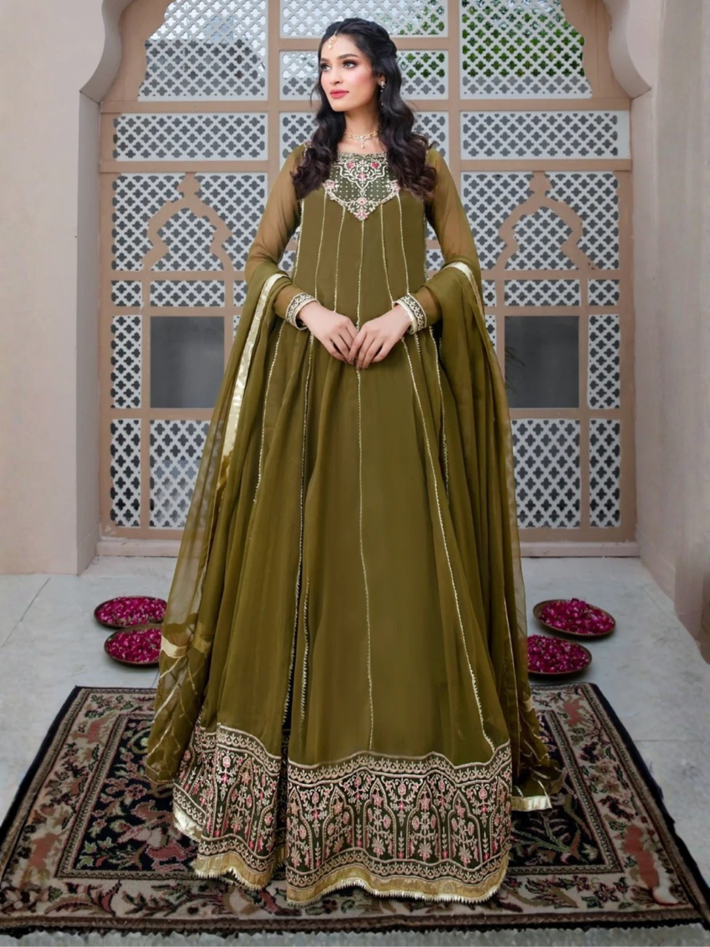 Green-Hani & Umaima Chiffon Pishwas-Dhaani