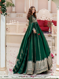 Green-Hani & Umaima Chiffon Embroidered Pishwas-Shahbano