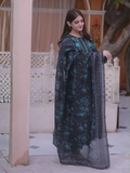 Black Blue MH Cloth House Cotton Lawn Embroidered Stitched 3-Piece Suit-Farozan