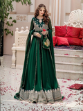 Green-Hani & Umaima Chiffon Embroidered Pishwas-Shahbano