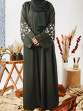 Green-Nourah Nida Embellished Abaya-Abeer