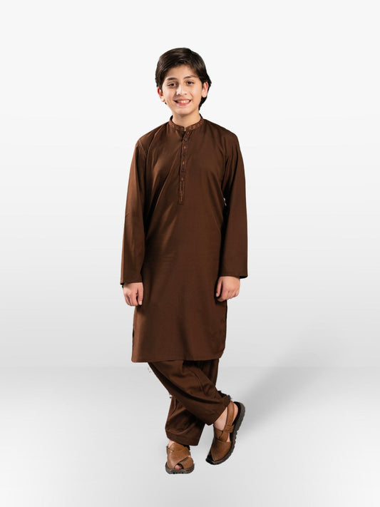 Velvour Boys Cotton Embroidered Stitched Shalwar Kameez-VB174-B
