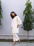 White-Lumira Cotton Embroidered Stitched 2-Piece Suit-Azure