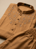 Velvour Boys Wash and Wear Embroidered Stitched Kurta Trouser Set-ART VB165-B