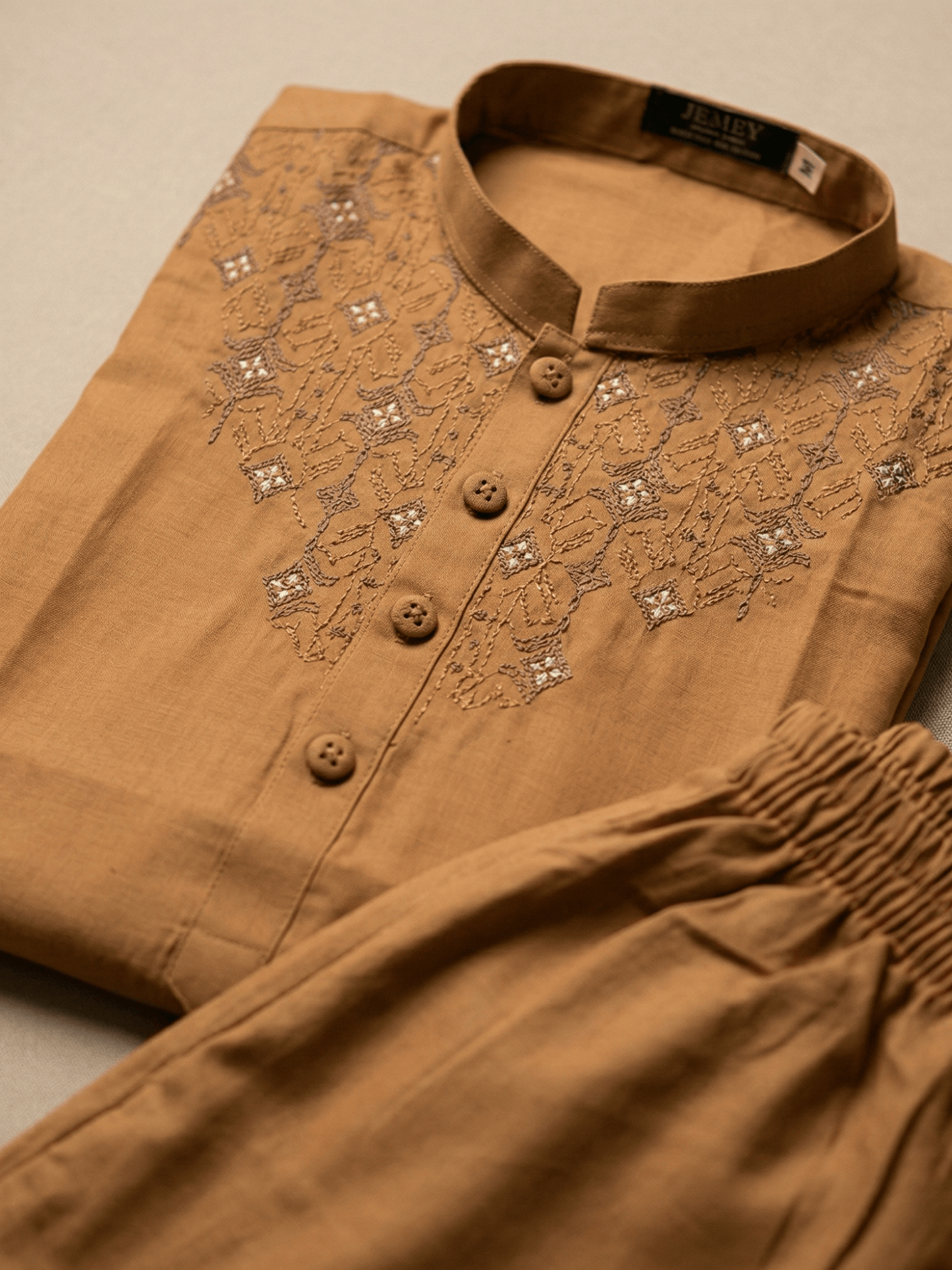 Velvour Boys Wash and Wear Embroidered Stitched Kurta Trouser Set-ART VB165-B