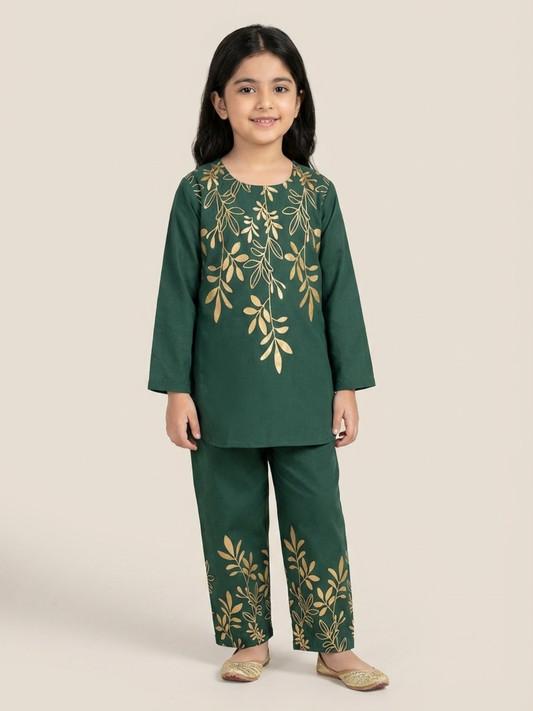 Velvour Girls Cotton Printed Co-Ord Set-VG211-B