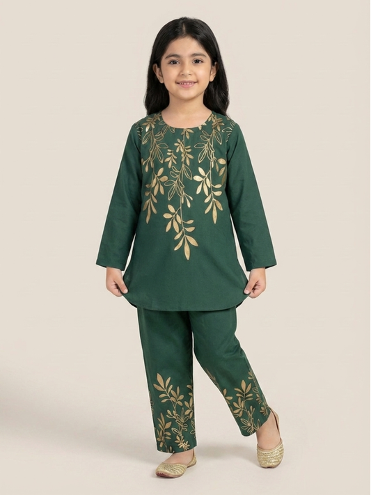 Velvour Girls Cotton Printed Co-Ord Set-VG211-B