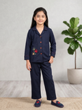 Velvour Girls Mesh Embroidered Co-Ord Set-VG217-A