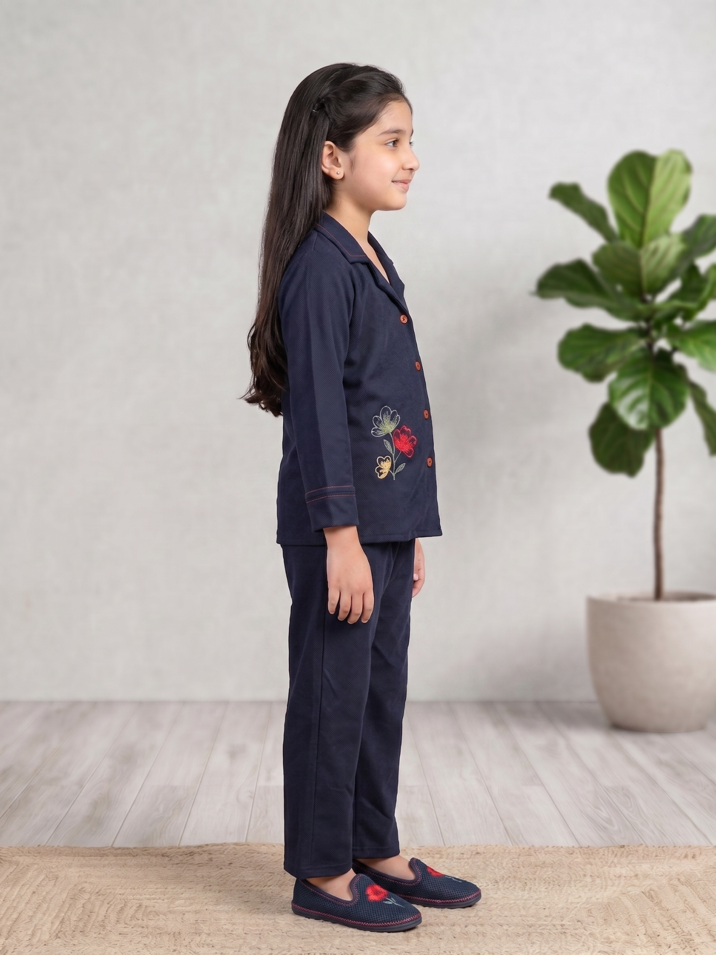Velvour Girls Mesh Embroidered Co-Ord Set-VG217-A