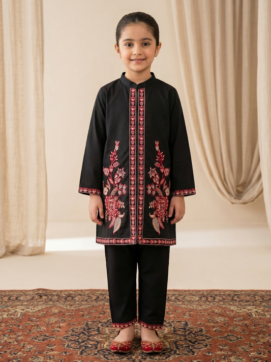 Velvour Girls Cotton Embroidered Co-Ord Set-VG210-A