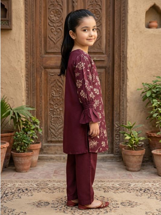 Velvour Girls Viscose Printed Stitched 2-Piece Suit-VG110-B