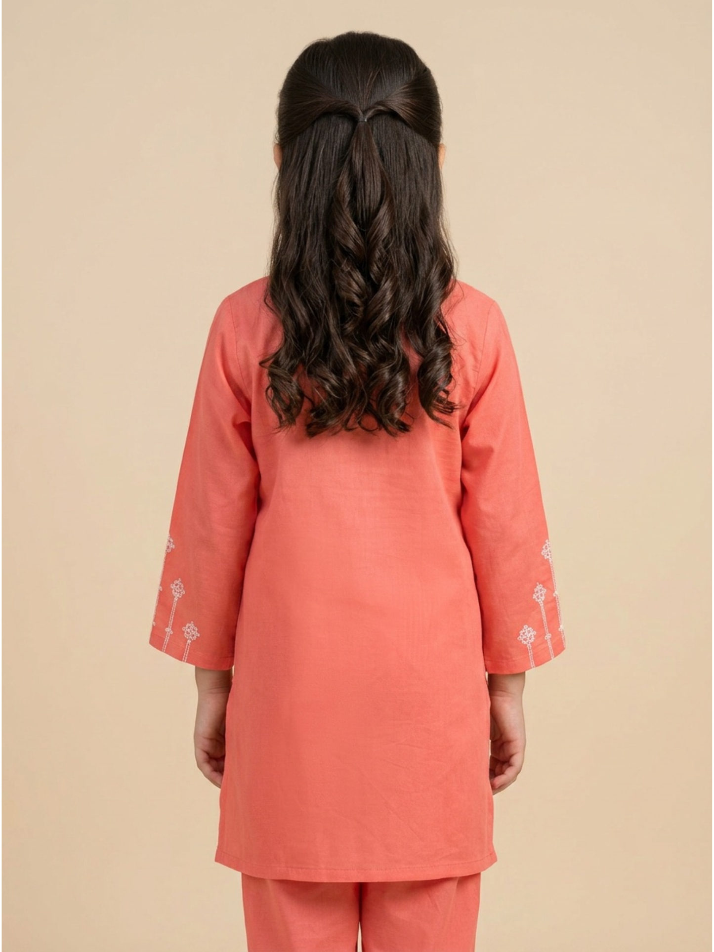 Velvour Girls Cotton Embroidered Stitched 2-Piece Suit-VG181-B