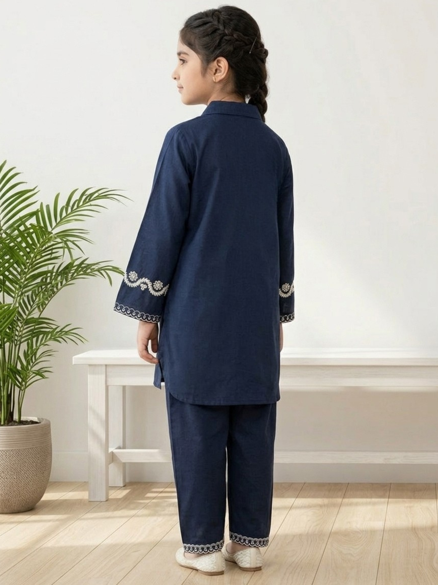 Velvour Girls Cotton Embroidered Co-Ord Set-VG212-A