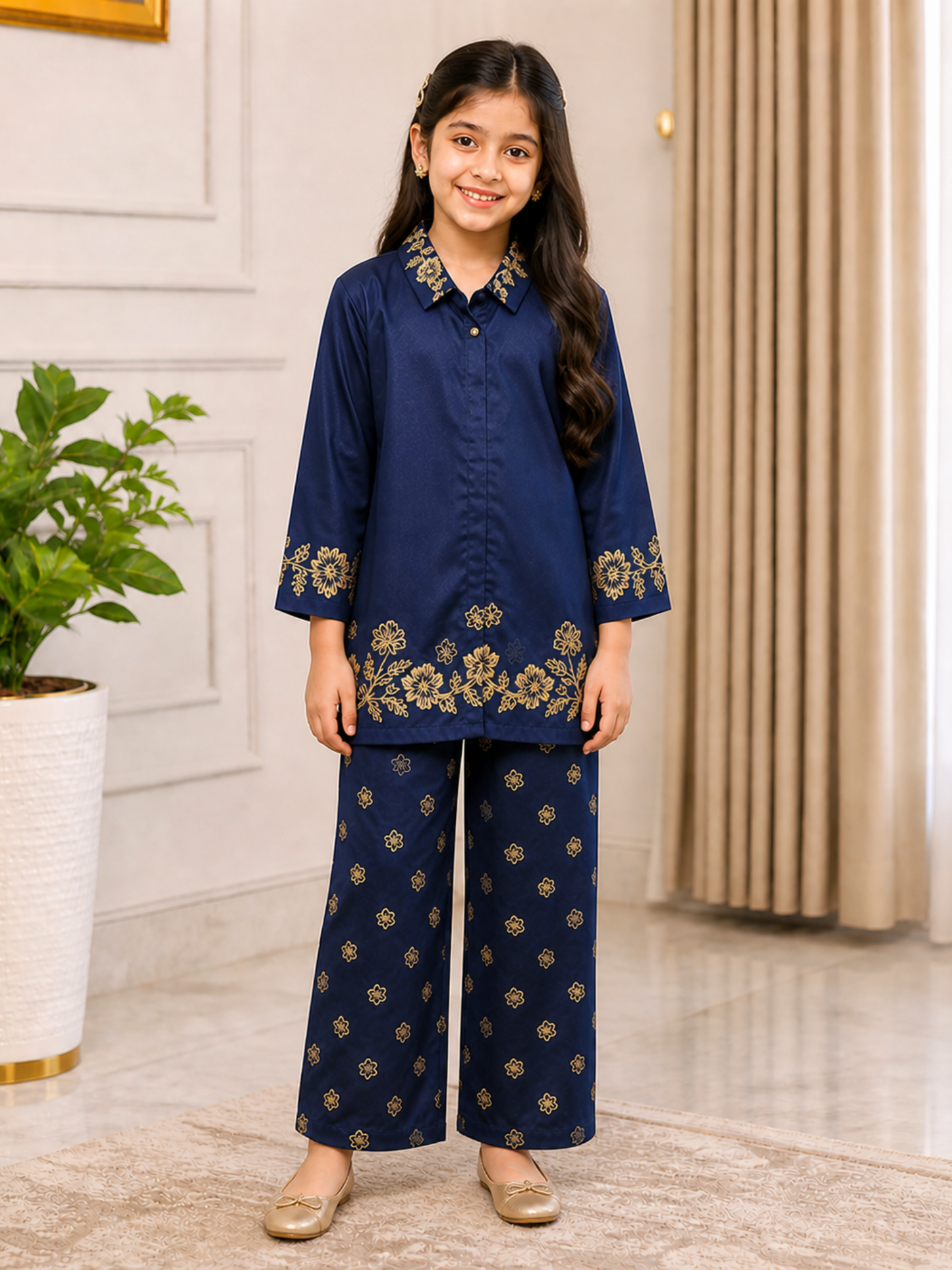 Velvour Girls Cotton Printed Co-Ord Set-VG218-A