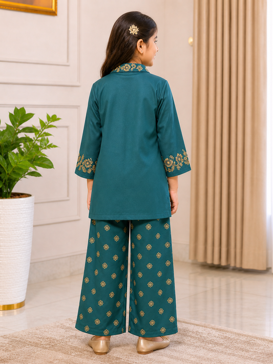 Velvour Girls Cotton Printed Co-Ord Set-VG218-B