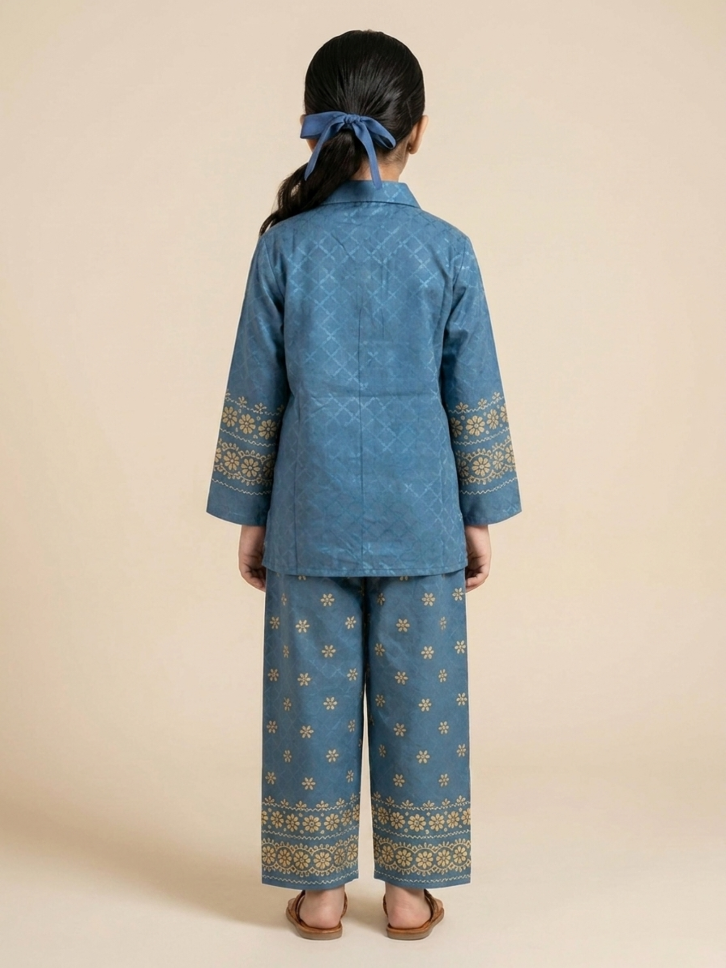 Velvour Girls Jacquard Printed Co-Ord Set-VG219-A