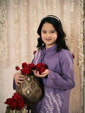 Velvour Girls Blended Satin Embroidered Stitched 2-Piece Suit-VG179-B