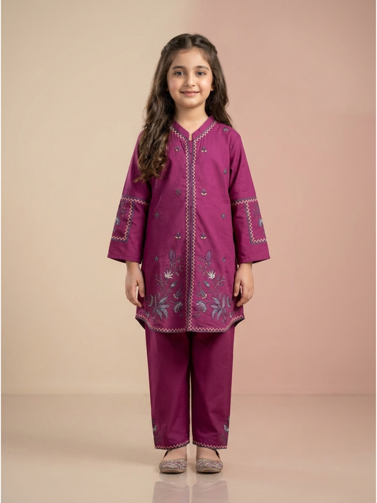 Velvour Girls Cotton Embroidered Co-Ord Set-VG209-A