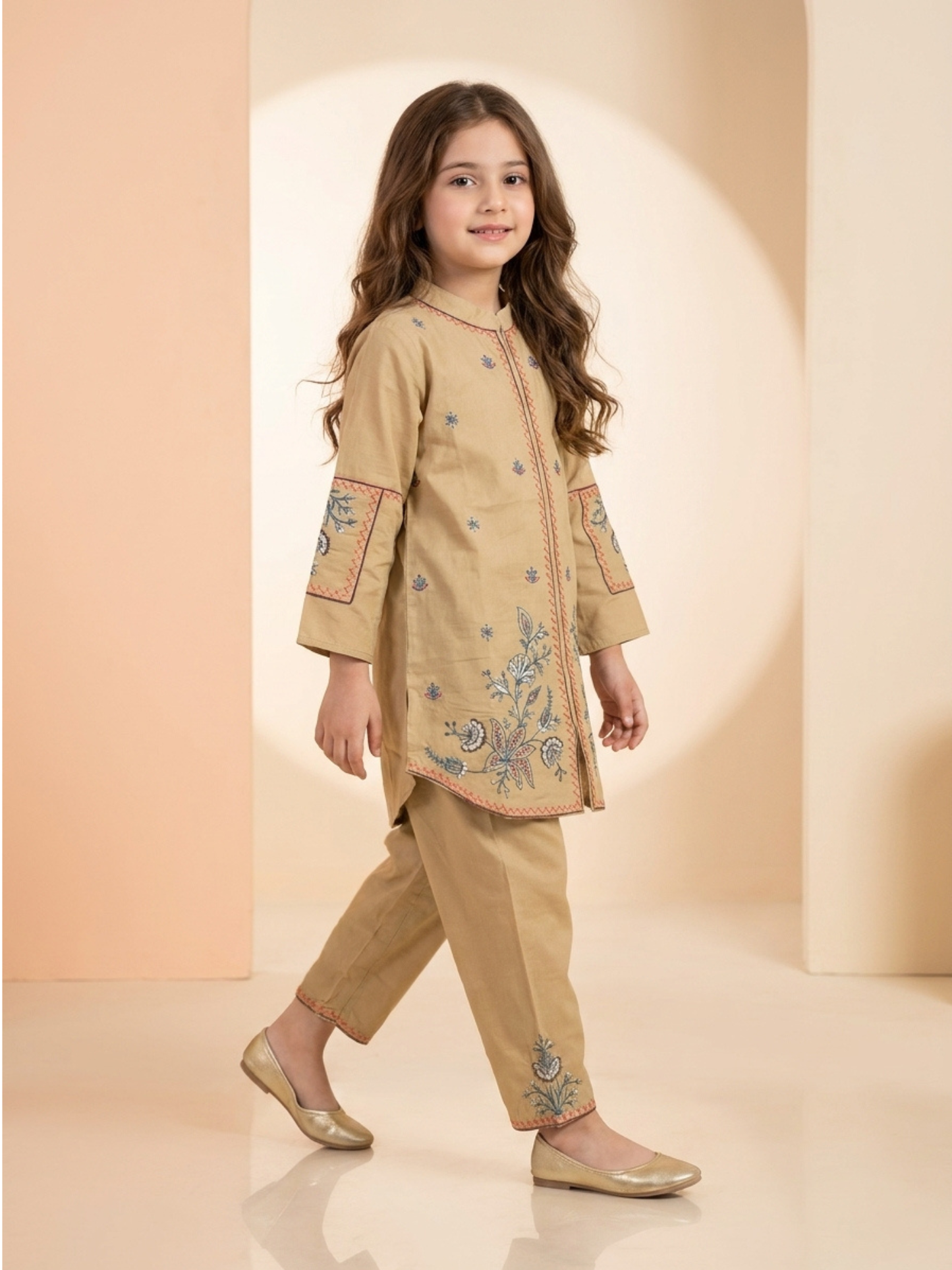 Velvour Girls Cotton Embroidered Co-Ord Set-VG209-B
