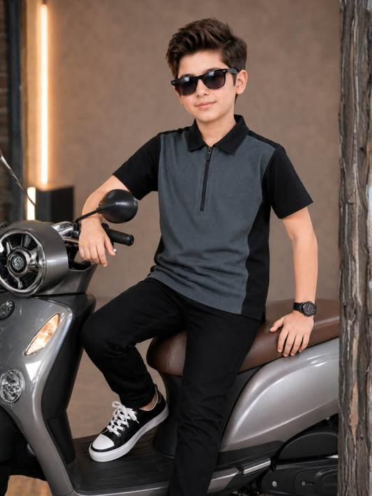 Velvour Boys Polyester Polo Shirt-VP28-C