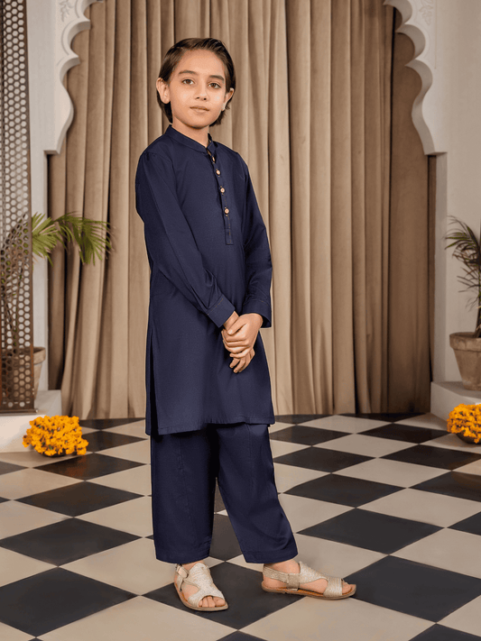Velvour Boys Cotton Fine Detail Stitched Kurta Shalwar Suit-VB206-B