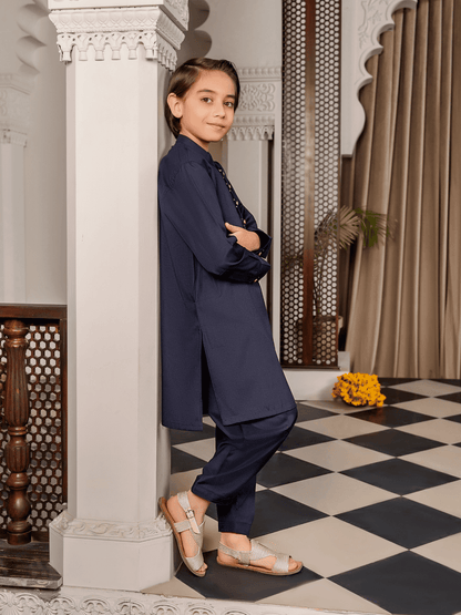 Velvour Boys Cotton Fine Detail Stitched Kurta Shalwar Suit-VB206-B