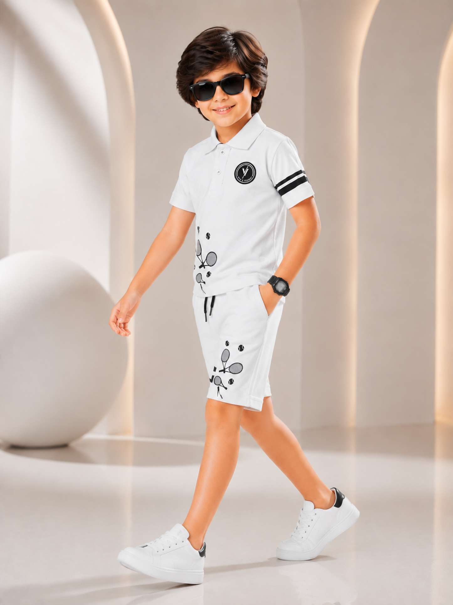 Velvour Boys Pique Printed Tracksuit-VPS04