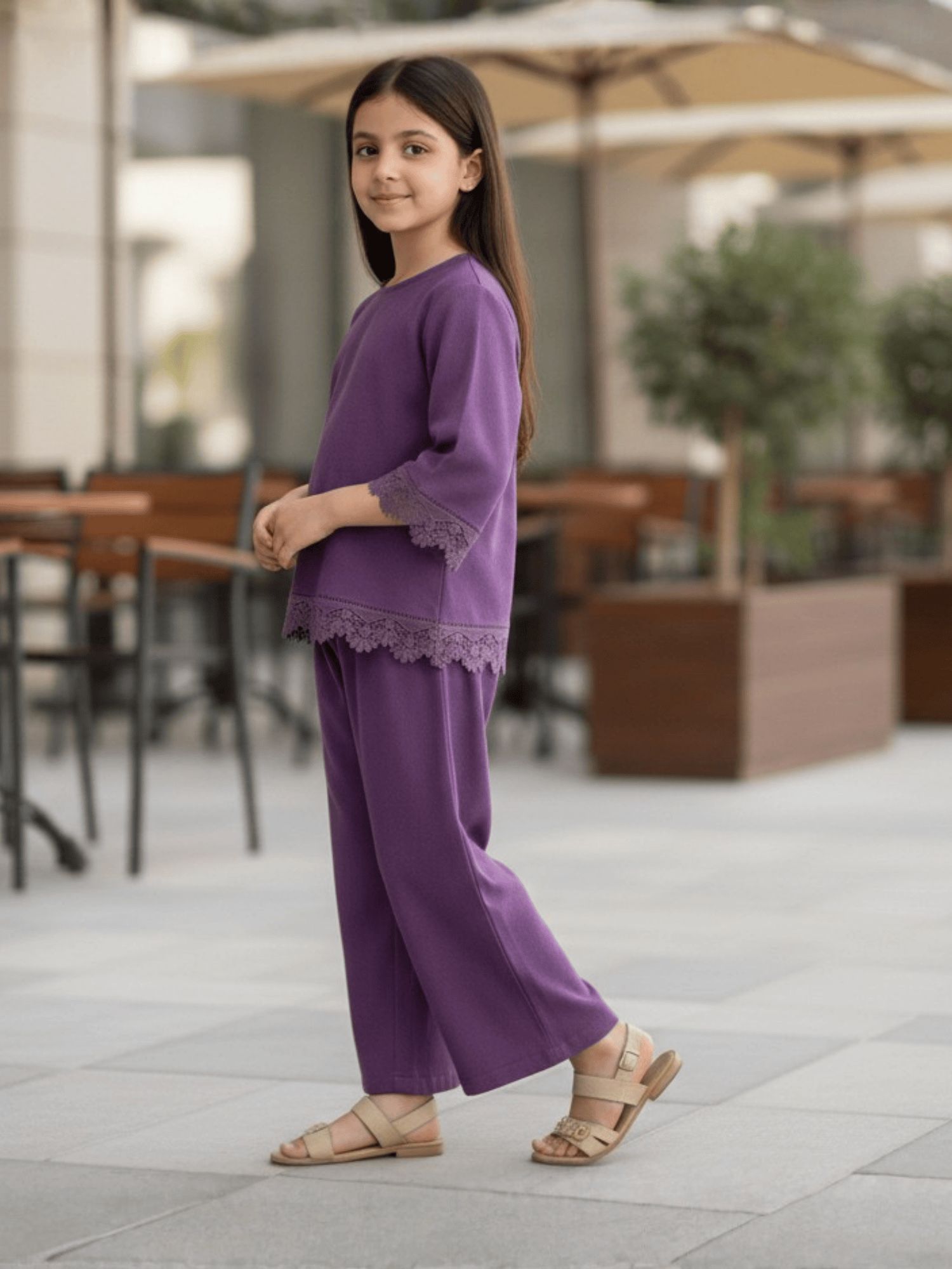 Velvour Girls Mesh Co-Ord Set-VG196-B