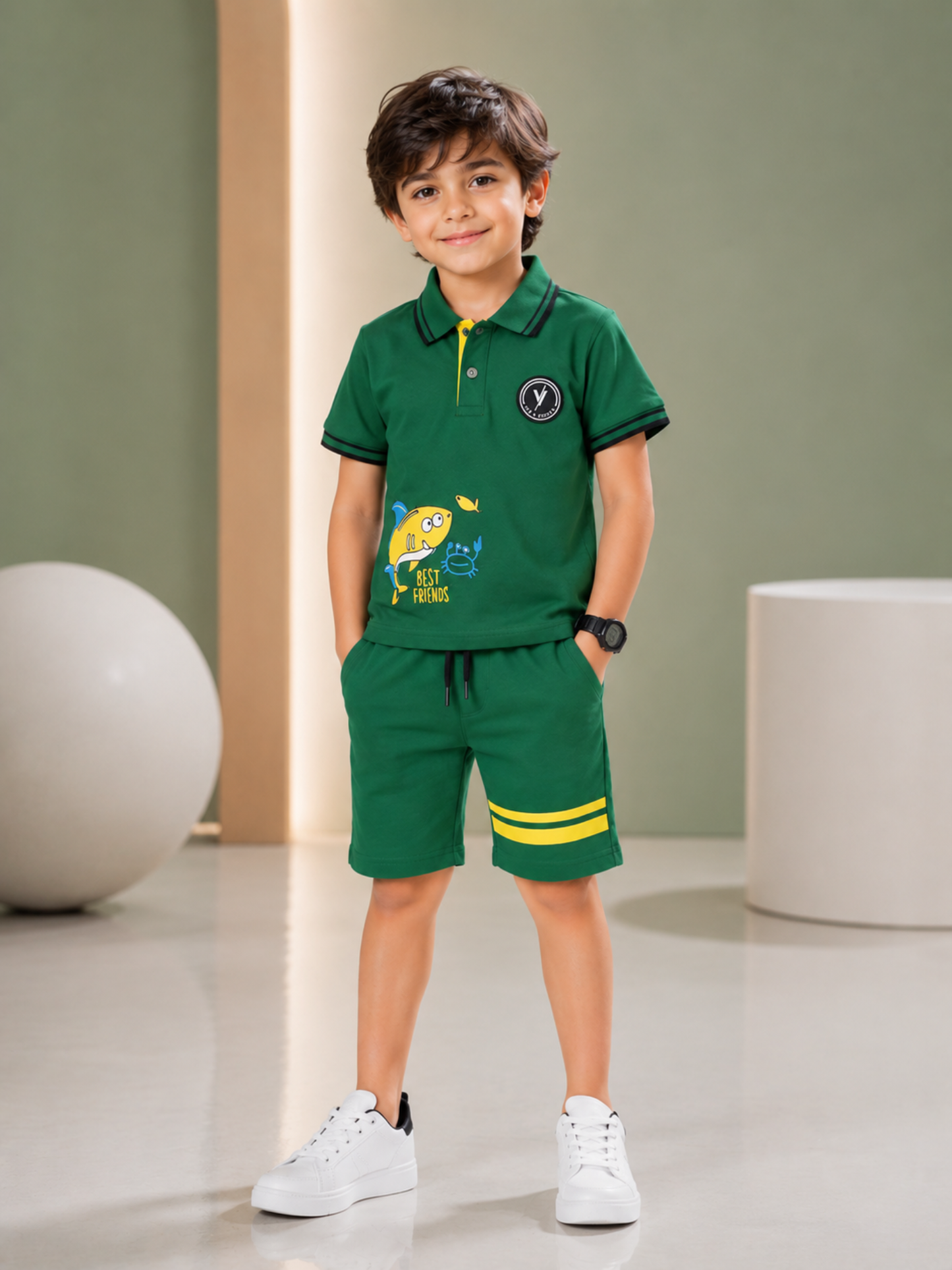 Velvour Boys Pique Printed Tracksuit-VPS03