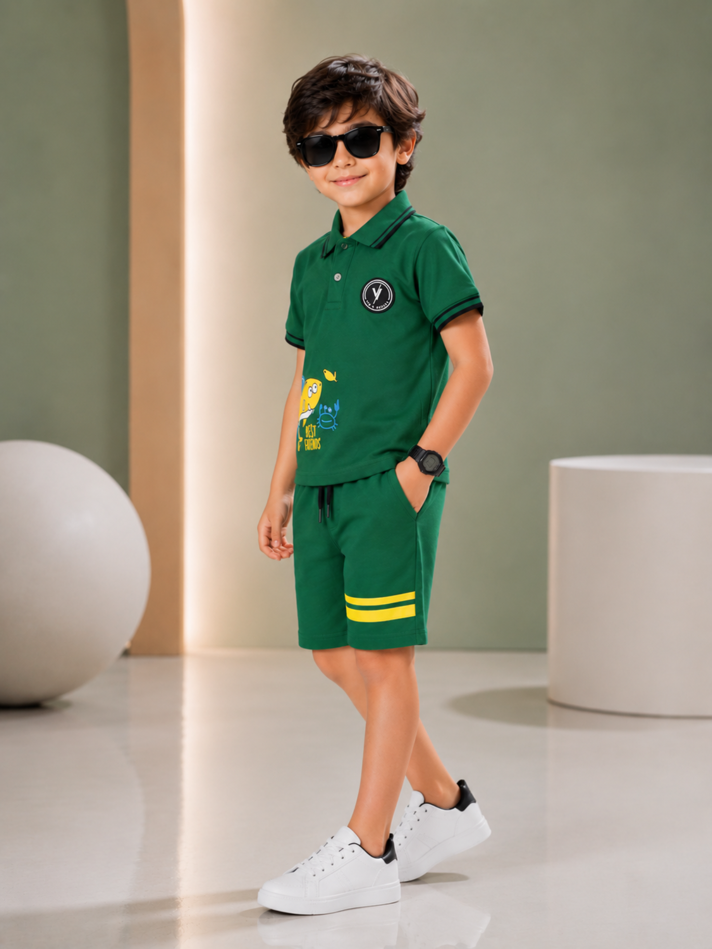 Velvour Boys Pique Printed Tracksuit-VPS03