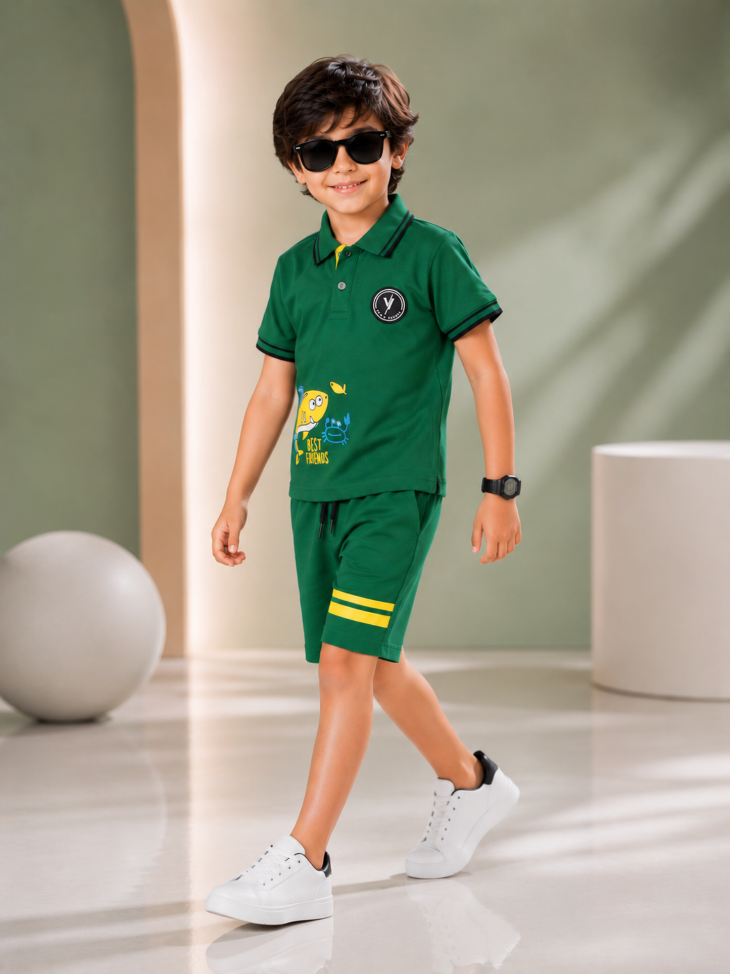 Velvour Boys Pique Printed Tracksuit-VPS03