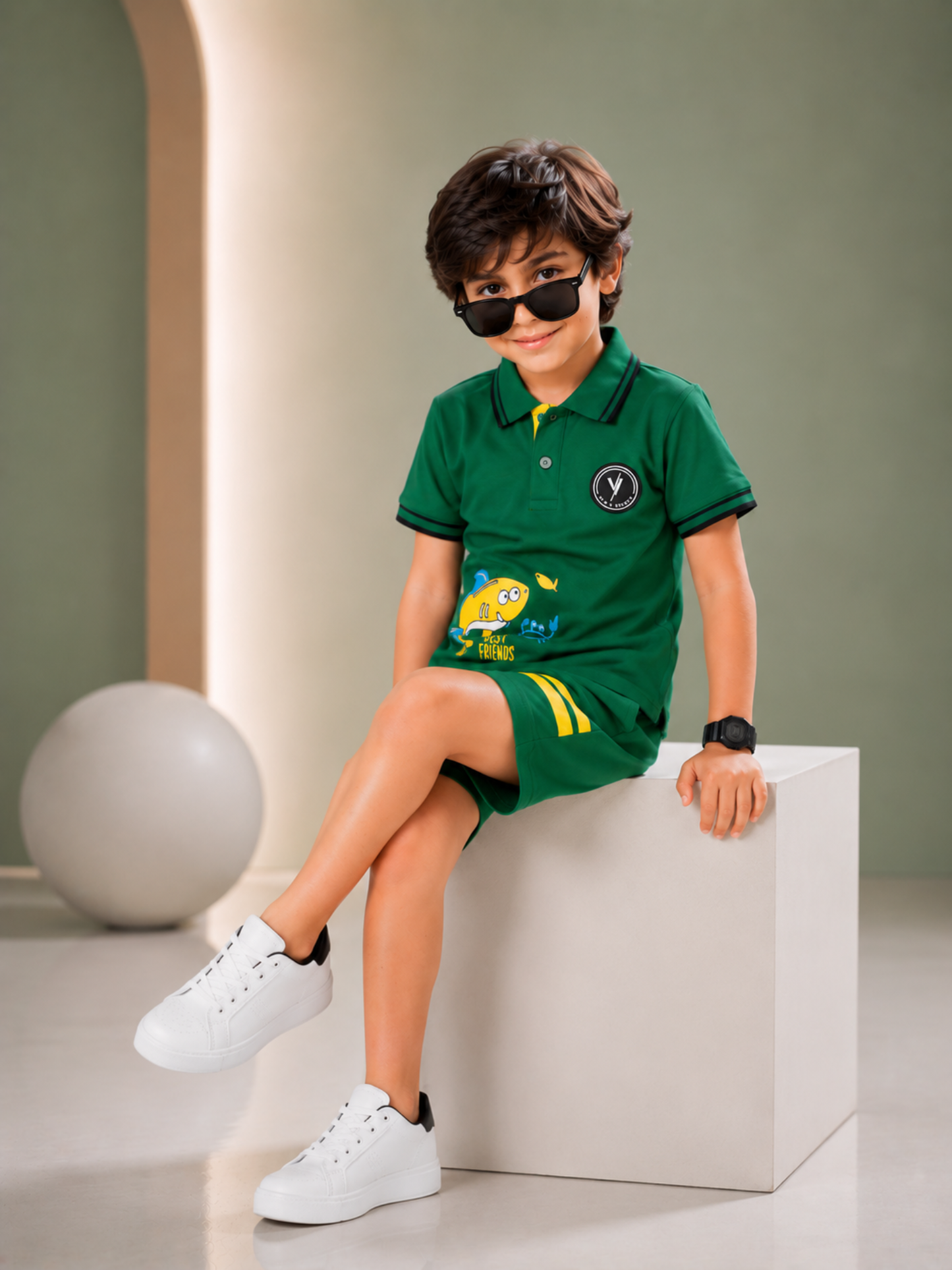 Velvour Boys Pique Printed Tracksuit-VPS03