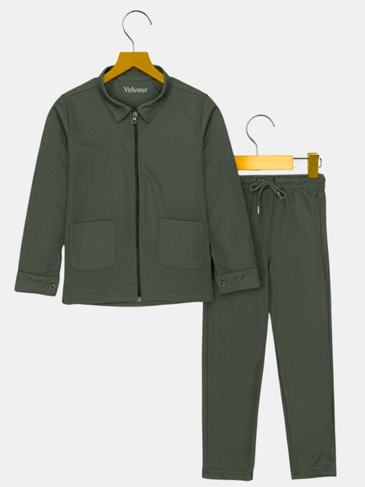 Velvour Polyester Collar Neck Tracksuit-VWT47-B